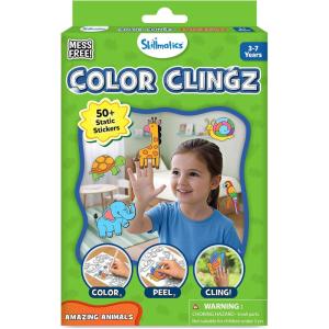 Skillmatics Cling Art – Color Clingz Animals, 50+ Reusable Static Stickers, Mess-Free Fun for Kids, DIY Craft Kits & Supplies, Travel Toys, Creative Gifts for Boys and Girls Ages 3, 4, 5, 6, 7(Animals)