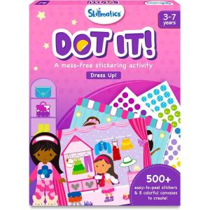 Skillmatics Dot It Sticker Art – Dress Up, Mess-Free Fun for Kids, 500+ Stickers, Craft Kits, DIY Scrapbooking Activity, Travel Toys, Gifts for Boys & Girls Ages 3, 4, 5, 6, 7(6. Dress Up!)