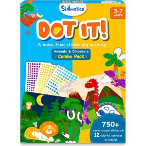 Skillmatics Dot It Sticker Art – Dress Up, Mess-Free Fun for Kids, 500+ Stickers, Craft Kits, DIY Scrapbooking Activity, Travel Toys, Gifts for Boys & Girls Ages 3, 4, 5, 6, 7(8. Animals & Dinosaurs Combo)