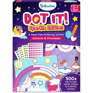 Skillmatics Dot It Sticker Art – Dress Up, Mess-Free Fun for Kids, 500+ Stickers, Craft Kits, DIY Scrapbooking Activity, Travel Toys, Gifts for Boys & Girls Ages 3, 4, 5, 6, 7(Sparkle Edition)
