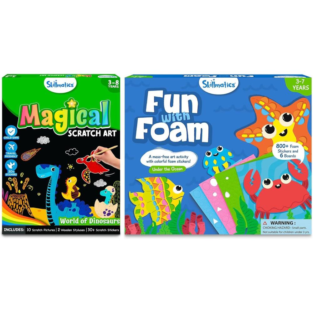 image:imageSkillmatics Magical Scratch Art Book Dinosaurs Theme amp Fun with Foam with Underwater Animals Theme Bundle Art amp Craft Kits DIY Activities for Kids