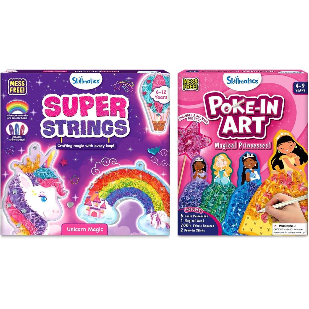 image:imageSkillmatics Super Strings Unicorn Magic amp Pokein Art Magical Princesses Bundle MessFree Art for Kids Craft Kits amp Supplies DIY Creative Activity Gifts for Girls amp Boys Ages 4 5 6 7 8 9 10