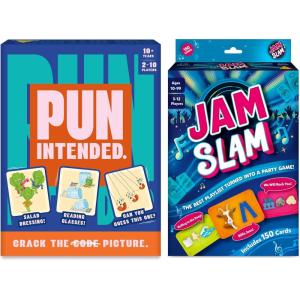 Pun Intended & Jam Slam Bundle, Fast-paced Guessing Games, Hilarious Family & Party Games for Kids, Teens & Adults, Gifts for Ages 8, 9, 10 and Up