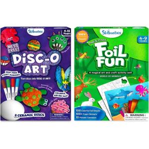 Skillmatics Disc-o Art & Foil Fun Animals Bundle, No Mess Art for Kids, DIY Creative Activity, Gifts for Boys & Girls Ages 4, 5, 6, 7, 8, 9, 10, 11, 12