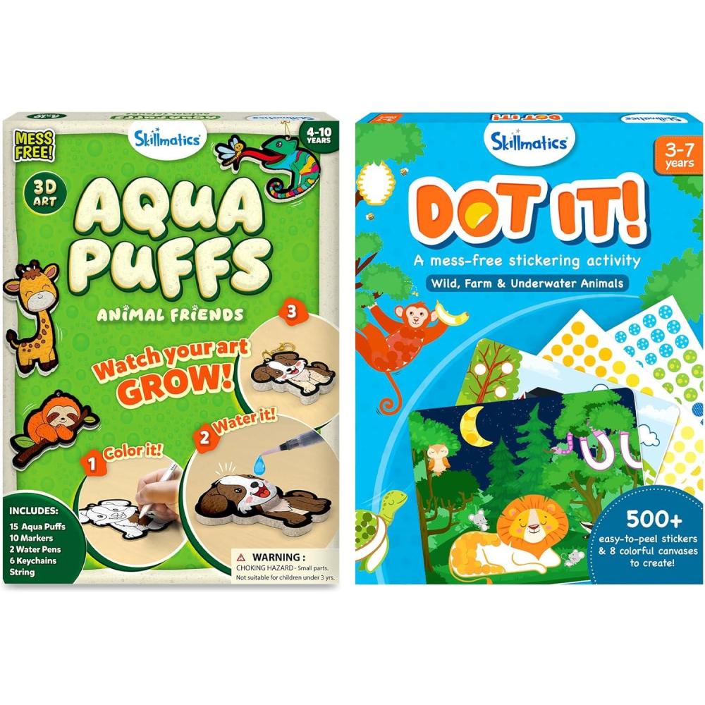 image:imageSkillmatics Aqua Puffs Animals amp Dot It Animals Bundle MessFree Art for Kids DIY Craft Kits Creative Activity Gifts for Ages 3 4 5 6 7 8 9 10