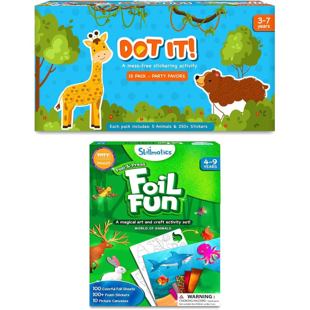 image:imageSkillmatics Dot It Animals Party Favors Pack of 15 amp Foil Fun Animals Bundle Craft Kits DIY Activity Gifts for Toddlers Girls Boys Ages 3 4 5 6 7 8 9
