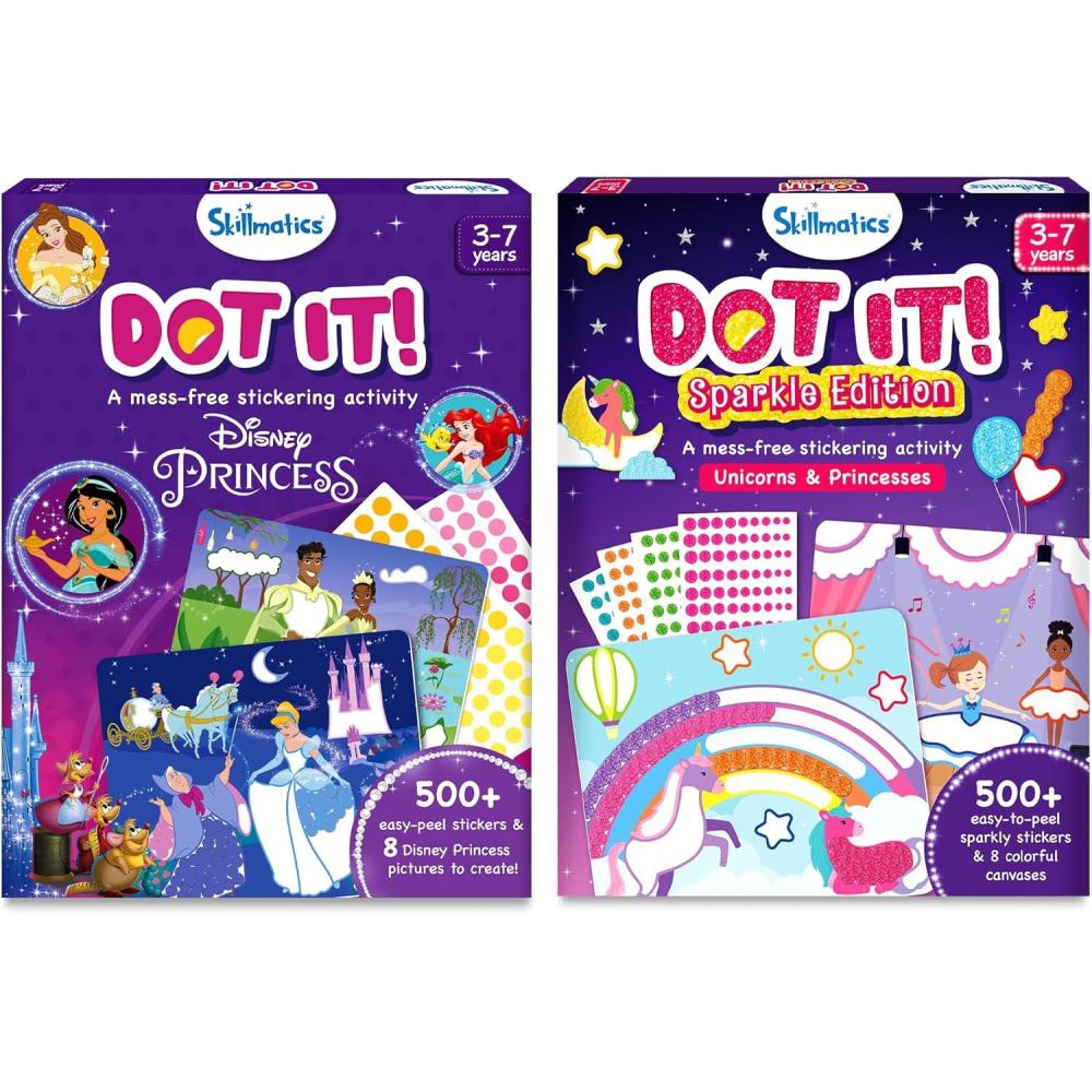 image:imageSkillmatics Dot It Sticker Art  Disney Princess amp Unicorns and Princesses Sparkle Bundle 500 Stickers DIY Scrapbooking Craft Kits Travel Toys Gifts for Ages 3 4 5 6 7