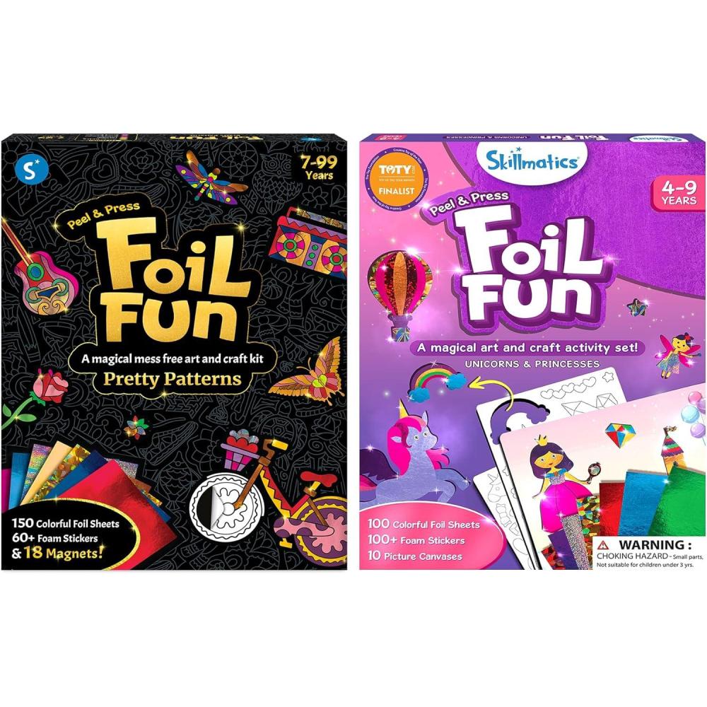 image:imageSkillmatics Foil Fun Pretty Patterns amp Foil Fun Unicorn amp Princesses Bundle MessFree Art amp Craft Kits DIY Creative Activity Gifts for Girls amp Boys Ages 4 5 6 7 8 9 and Up