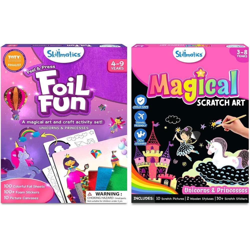 image:imageSkillmatics Foil Fun amp Magical Scratch Art Book Unicorns amp Princesses Theme Bundle Art amp Craft Kits DIY Activities for Kids Gifts for Ages 4 and Up