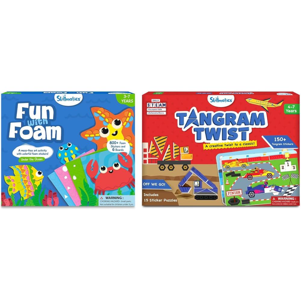 image:imageSkillmatics Fun with Foam Under The Ocean amp Tangram Vehicles Sticker Puzzles Bundle Sticker Art Activity Creative Craft Kits Travel Toys Gifts for Boys amp Girls Ages 3 4 5 6 7