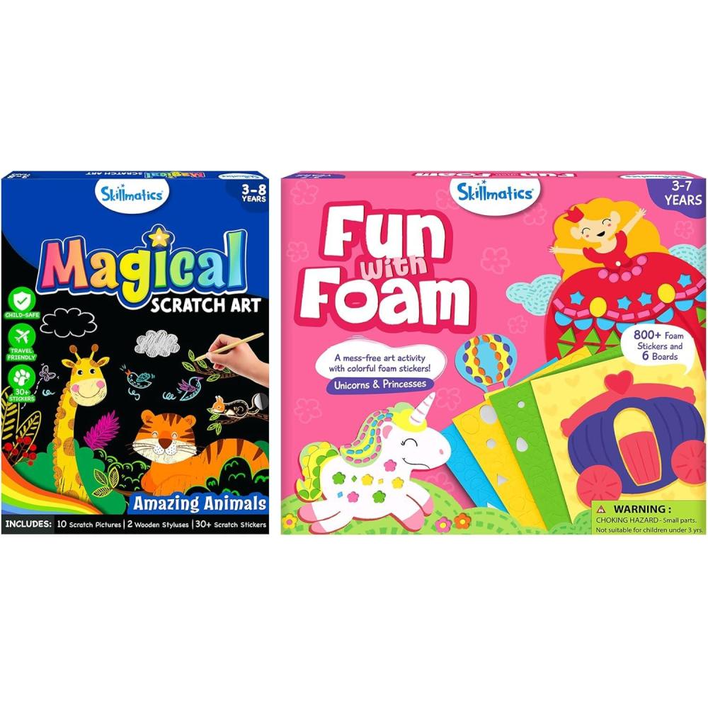 image:imageSkillmatics Magical Scratch Art Animals amp Fun with Foam Unicorns amp Princesses Bundle DIY Activity amp Stickers Gifts for Toddlers Girls amp Boys Ages 3 4 5 6 7 8