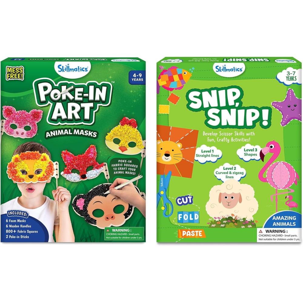 image:imageSkillmatics Pokein Art  Animal Masks amp Snip Snip Animals Bundle DIY Craft Activity for Kids Gifts for Toddlers Girls amp Boys Ages 3 4 5 6 7 8 9