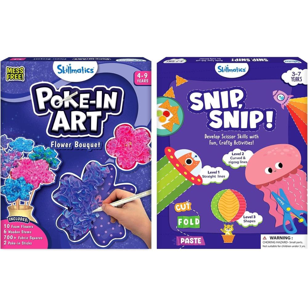 image:imageSkillmatics Pokein Art Flower Bouquet amp Snip Snip Bundle No Mess Art for Kids DIY Creative Activity Gifts for Boys amp Girls Ages 3 4 5 6 7 8 9