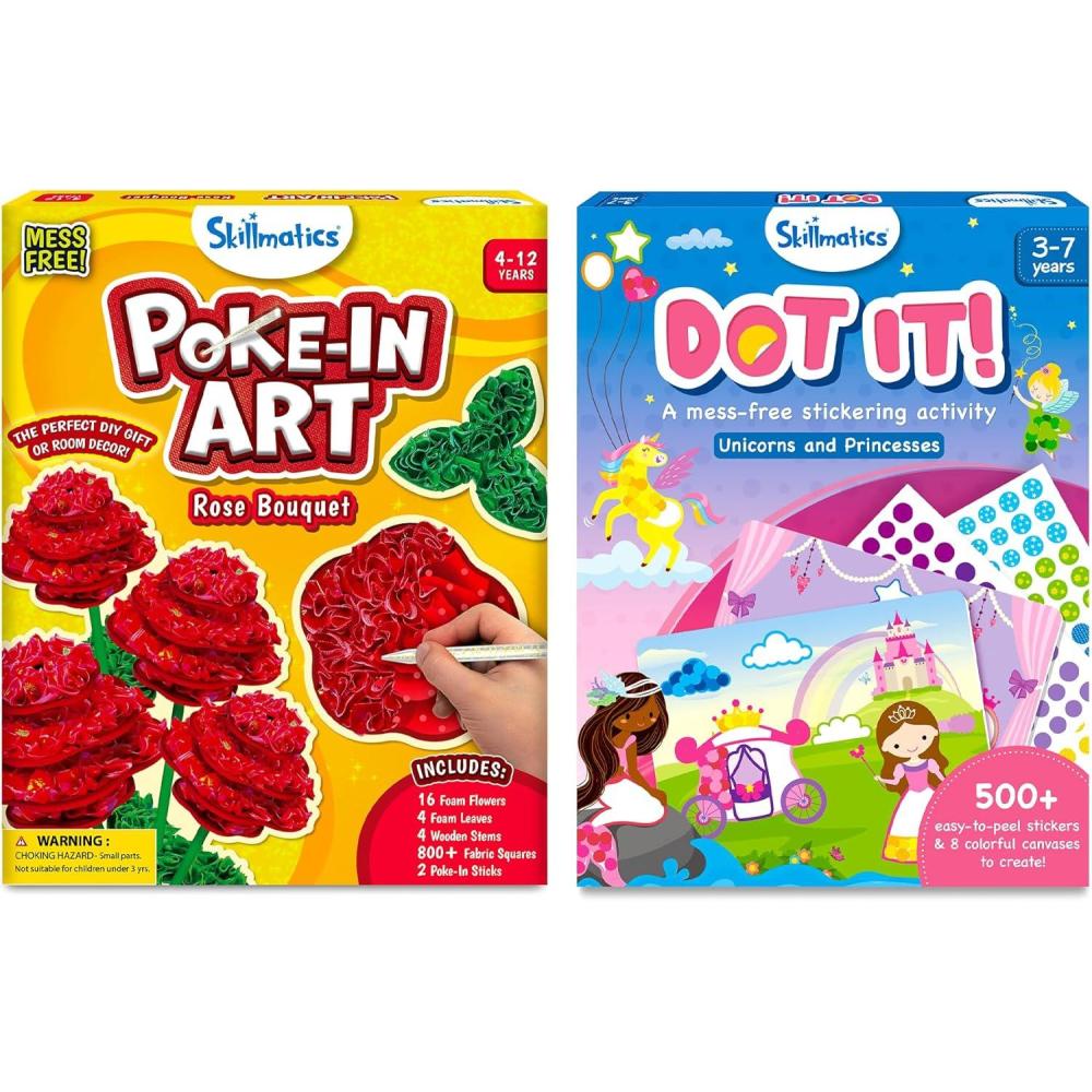 image:imageSkillmatics Pokein Art Rose Bouquet amp Dot It Unicorns amp Princesses Bundle No Mess Art for Kids DIY Creative Activity Gifts for Boys amp Girls Ages 4 5 6 7 8 9 10 11 12
