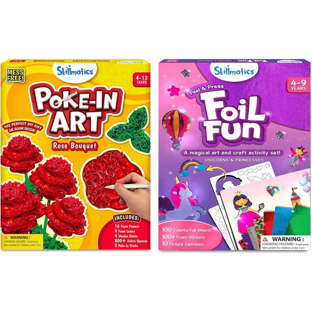 image:imageSkillmatics Pokein Art Rose Bouquet amp Foil Fun Unicorns amp Princesses Bundle No Mess Art for Kids DIY Creative Activity Gifts for Boys amp Girls Ages 4 5 6 7 8 9 10 11 12