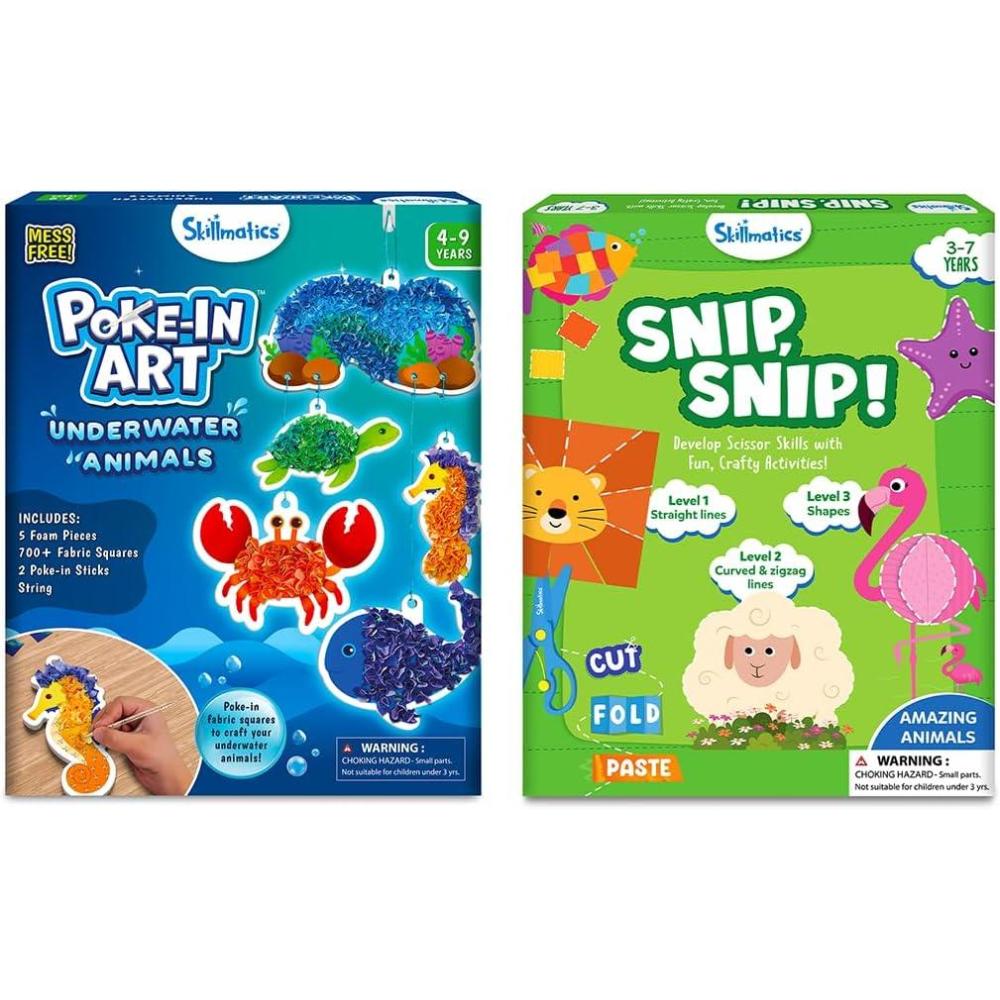 image:imageSkillmatics Pokein Art Underwater Animals amp Snip Snip Animals Bundle No Mess Art for Kids DIY Creative Activity Gifts for Boys amp Girls Ages 3 4 5 6 7 8 9