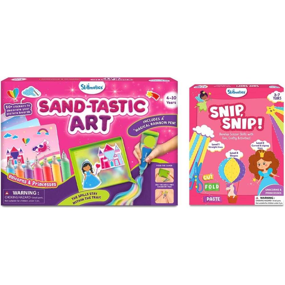 image:imageSkillmatics SandTastic Art Unicorns and Princesses amp Snip Snip Unicorns and Princesses Bundle Art amp Craft Kits for Kids DIY Creative Activity Gifts for Girls amp Boys Ages 3 4 5 6 7 8 9 10