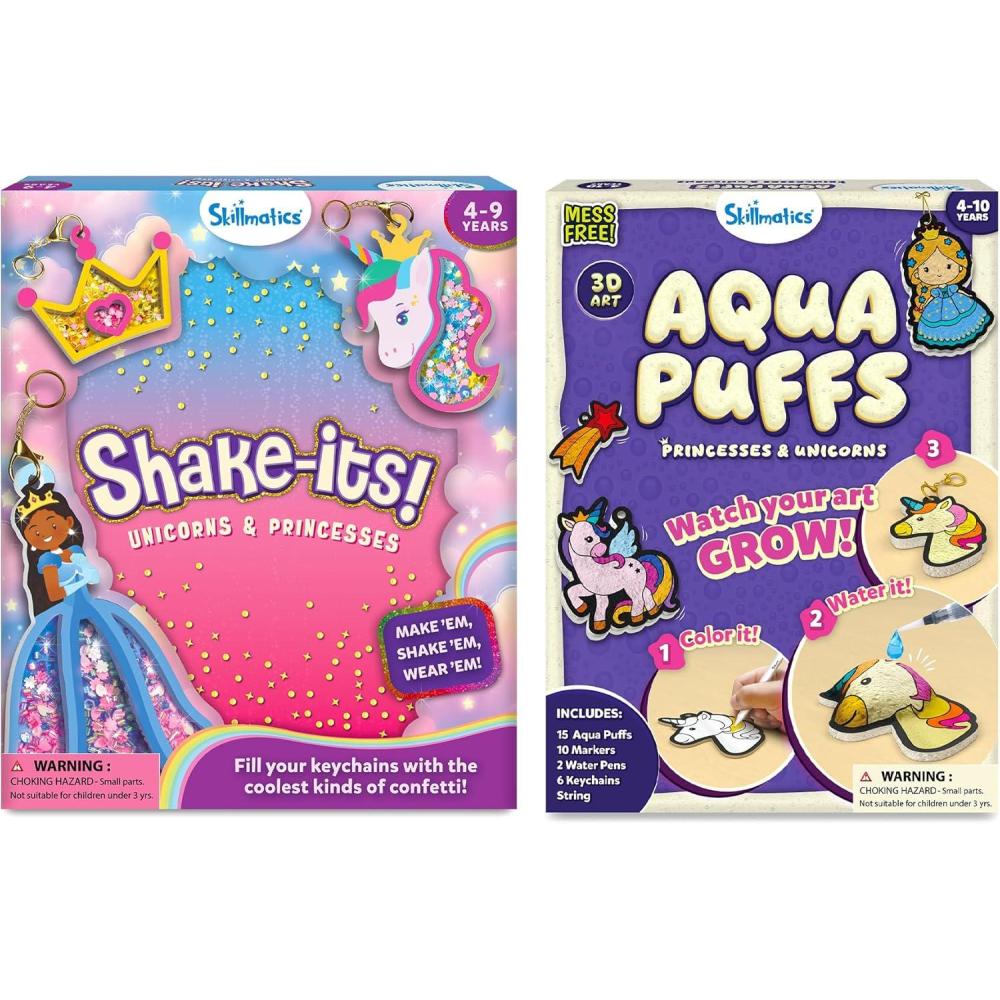 image:imageSkillmatics Shake Its Unicorns amp Princesses amp Aqua Puffs Princesses amp Unicorns Bundle Art amp Craft Kits for Kids DIY Creative Activity Gifts for Girls amp Boys Ages 4 5 6 7 8 9 10