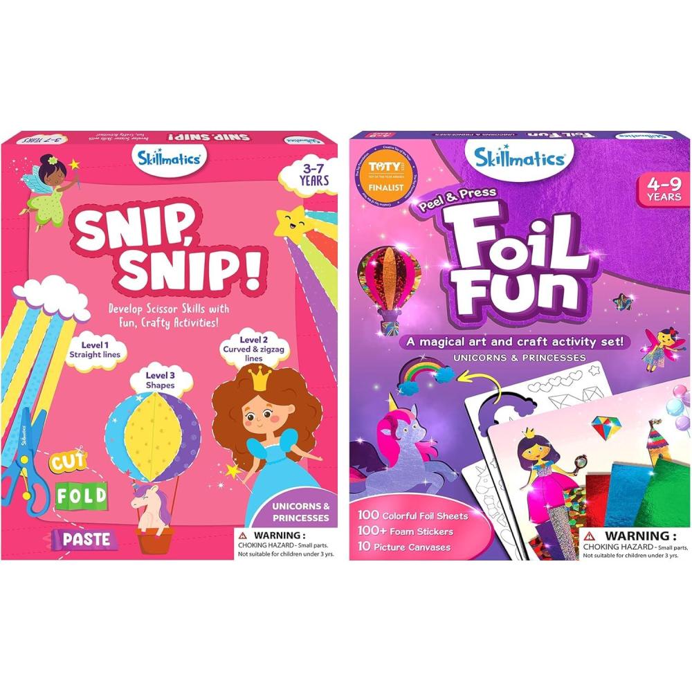 image:imageSkillmatics Snip Snip Unicorns amp Princesses amp Foil Fun Unicorns amp Princesses Theme Bundle Art amp Craft Kits DIY Activities for Kids