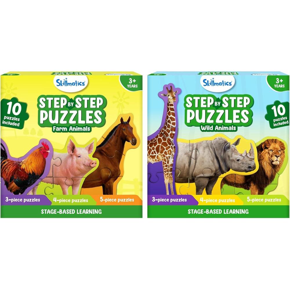 image:imageSkillmatics Step by Step Farm Animals Puzzles amp Wild Animals Puzzles Bundle Educational Montessori Toy for Boys amp Girls Gifts for Kids Ages 3 4 5 and Up