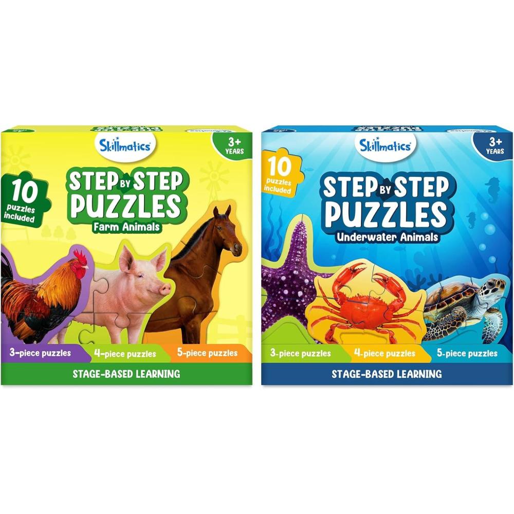 image:imageSkillmatics Step by Step Underwater Animals amp Step by Step Farm Animals Bundle Educational Montessori Toy for Boys amp Girls Gifts for Kids Ages 3 4 5 and Up
