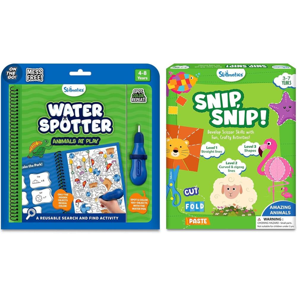 image:imageSkillmatics Water Spotter Animals amp Snip Snip Animals Bundle MessFree Art for Kids DIY Craft Kits Creative Activity Gifts for Ages 3 4 5 6 7 8