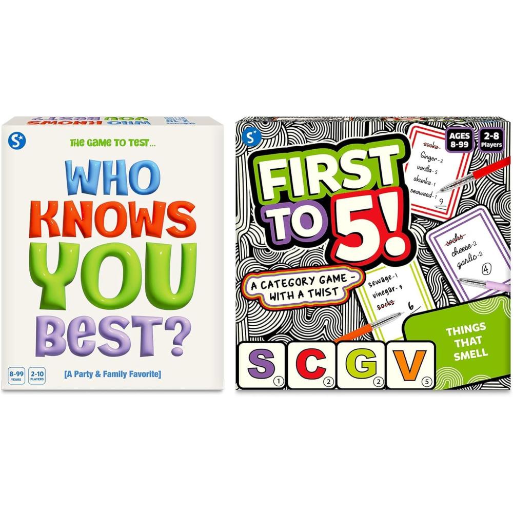 image:imageSkillmatics Who Knows You Best amp First to 5 Bundle Family Game Fun Card Game Gifts for Kids Teens Adults Ages 8 9 10 and Up