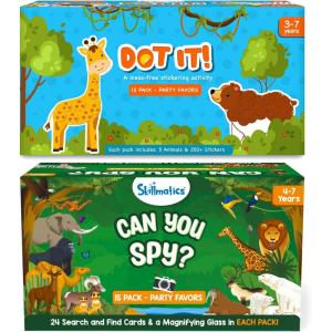 Skillmatics Dot It Animals Party Favors (Pack of 15) & Can You Spy Animals Party Favors (Pack of 15) Bundle, Goodie Bags, Gifts for Toddlers, Girls, Boys Ages 3, 4, 5, 6, 7