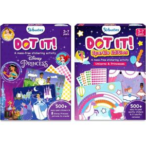 Skillmatics Dot It Sticker Art – Disney Princess & Unicorns and Princesses Sparkle Bundle, 500+ Stickers, DIY Scrapbooking Craft Kits, Travel Toys, Gifts for Ages 3, 4, 5, 6, 7