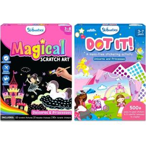 Skillmatics Dot It & Magical Scratch Art Book Unicorns & Princesses Theme Bundle, Art & Craft Kits, DIY Activities for Kids, Gifts for Ages 3 and Up
