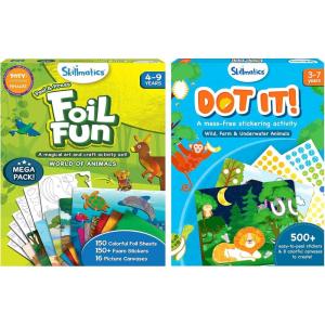 Skillmatics Foil Fun Animal Mega Pack & Dot it Animals Bundle, No Mess Sticker Art for Kids, Craft Kits, DIY Activity, Gifts for Boys & Girls Ages 3, 4, 5, 6, 7, 8, 9