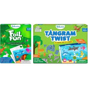 Skillmatics Foil Fun Animals & Tangram Animals Sticker Puzzles Bundle, Art & Craft Kits, DIY Creative Activity for Boys & Girls Ages 4, 5, 6, 7, 8, 9