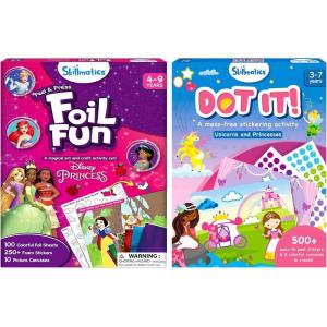 Skillmatics Foil Fun Disney Princess and Dot It Unicorns & Princesses Bundle, No Mess Art for Kids, Craft Kits, DIY Activity, Gifts for Boys & Girls Ages 3, 4, 5, 6, 7, 8, 9