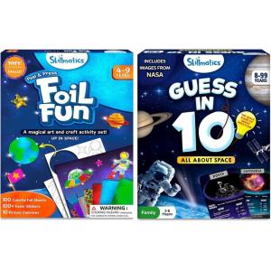 Skillmatics Foil Fun Space & Guess in 10 Space Theme Bundle, Gifts for Toddlers, Girls & Boys Ages 4, 5, 6, 7, 8, 9