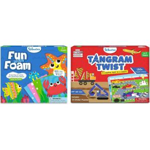 Skillmatics Fun with Foam Under The Ocean & Tangram Vehicles Sticker Puzzles Bundle, Sticker Art Activity, Creative Craft Kits, Travel Toys, Gifts for Boys & Girls Ages 3, 4, 5, 6, 7