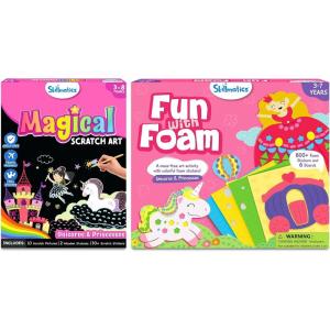 Skillmatics Fun with Foam & Magical Scratch Art Book Unicorns & Princesses Theme Bundle, Art & Craft Kits, DIY Activities for Kids, Gifts for Ages 3 and Up