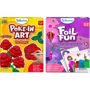 Skillmatics Poke-in Art Rose Bouquet & Foil Fun Unicorns & Princesses Bundle, No Mess Art for Kids, DIY Creative Activity, Gifts for Boys & Girls Ages 4, 5, 6, 7, 8, 9, 10, 11, 12