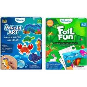 Skillmatics Poke-in Art Underwater Animals & Foil Fun Animals Bundle, No Mess Art for Kids, DIY Creative Activity, Gifts for Boys & Girls Ages 4, 5, 6, 7, 8, 9