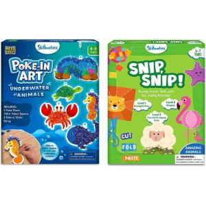 Skillmatics Poke-in Art Underwater Animals & Snip Snip Animals Bundle, No Mess Art for Kids, DIY Creative Activity, Gifts for Boys & Girls Ages 3, 4, 5, 6, 7, 8, 9