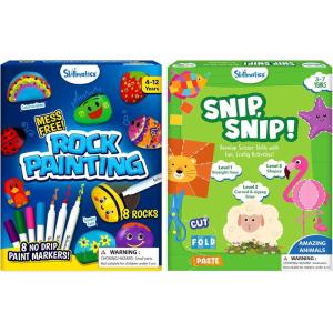 Skillmatics Rock Painting Kit & Snip Snip Animals Bundle, Art & Craft Activity for Kids, Fun & Creative, Gifts for Girls & Boys Ages 3, 4, 5, 6, 7, 8, 9, 10, 11, 12