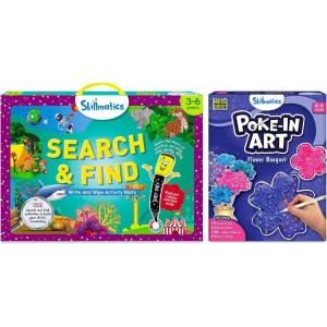 Skillmatics Search & Find and Poke-in Art Flower Bouquet Bundle, Fun Activity Kits, Travel Toys, Gifts for Girls & Boys Ages 3, 4, 5, 6, 7, 8, 9