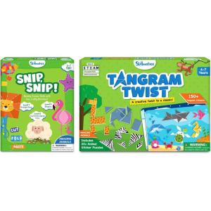 Skillmatics Snip, Snip Animals & Tangram Animals Sticker Puzzles Bundle, DIY Craft Kits, Creative Activities for Preschoolers, Gifts for Boys & Girls Ages 3, 4, 5, 6, 7