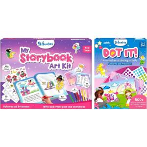Skillmatics Storybook Art Kit & Dot It Unicorns & Princesses Theme Bundle, Gifts for Toddlers, Girls & Boys Ages 5, 6, 7, 8, 9, 10