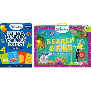 Skillmatics Thick Flash Cards & Search and Find Bundle, Montessori Toys & Games, Preschool Learning Activities and Toddler Toys for Kids Ages 1, 2, 3, 4, 5, 6 Years