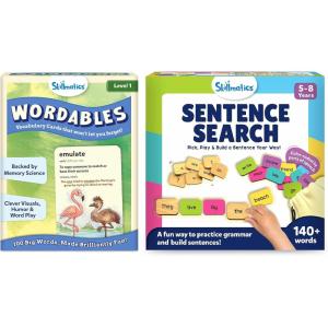 Skillmatics Wordables Level 1 & Sentence Search Bundle, Learning Toys, Screen-Free Language Game, Educational Gifts for Ages 5, 6, 7, 8, 9 & Up
