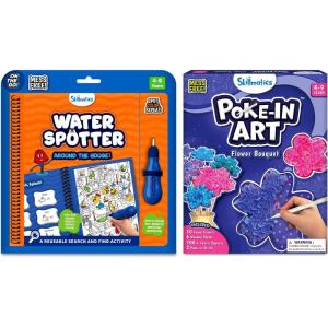 Skilmatics Water Spotter Around The House & Poke-in Art Flowers Bundle, Mess-Free Art for Kids, DIY Craft Kits, Creative Activity, Gifts for Ages 3, 4, 5, 6, 7, 8, 9