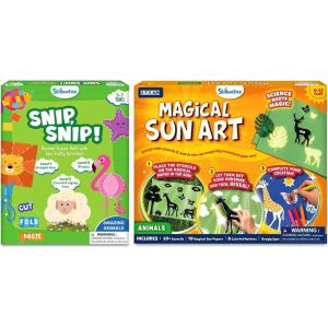 Snip Snip Animals & Magical Sun Art Animals Bundle, Mess-Free Creative Play, Fine Motor Skills Craft Kit for Kids Ages 3, 4, 5, 6, 7, 8, 9, 10, 11, 12