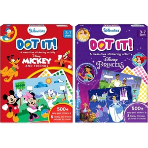 Skillmatics Dot It Mickey and Friends & Dot it Disney Princess Bundle, No Mess Sticker Art for Kids, Craft Kits, DIY Activity, Gifts for Girls & Boys Ages 3, 4, 5, 6, 7