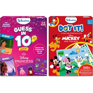 Skillmatics Guess in 10 Junior Disney Princess & Dot It Mickey Bundle, Travel Friendly, Gifts for Boys & Girls Ages 3, 4, 5, 6, 7