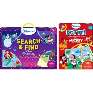 Skillmatics Search & Find Disney Princess and Dot it Mickey & Friends Bundle, Fun Activity Kits, Travel Toys, Gifts for Girls & Boys Ages 3 to 7